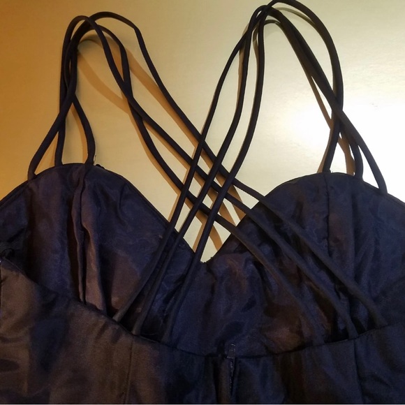 Jessica McClintock Sequined Dress SIZE 11/12 Fit & Flare Triple Strap Cross Back - Picture 3 of 5